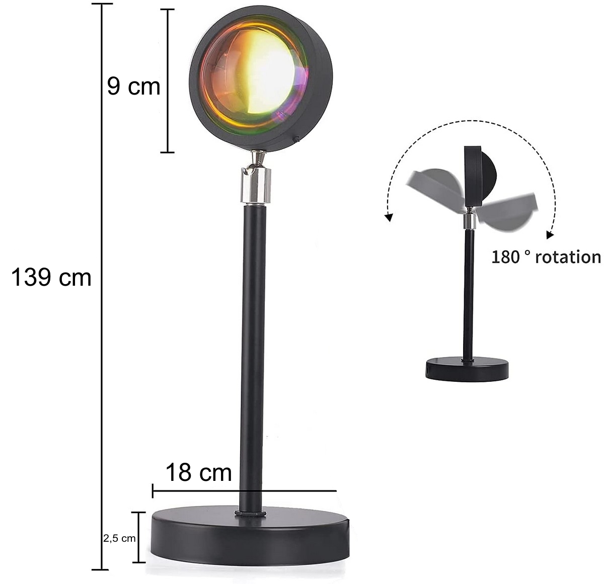 lampara circular rgb puesta de sol para telefono movil