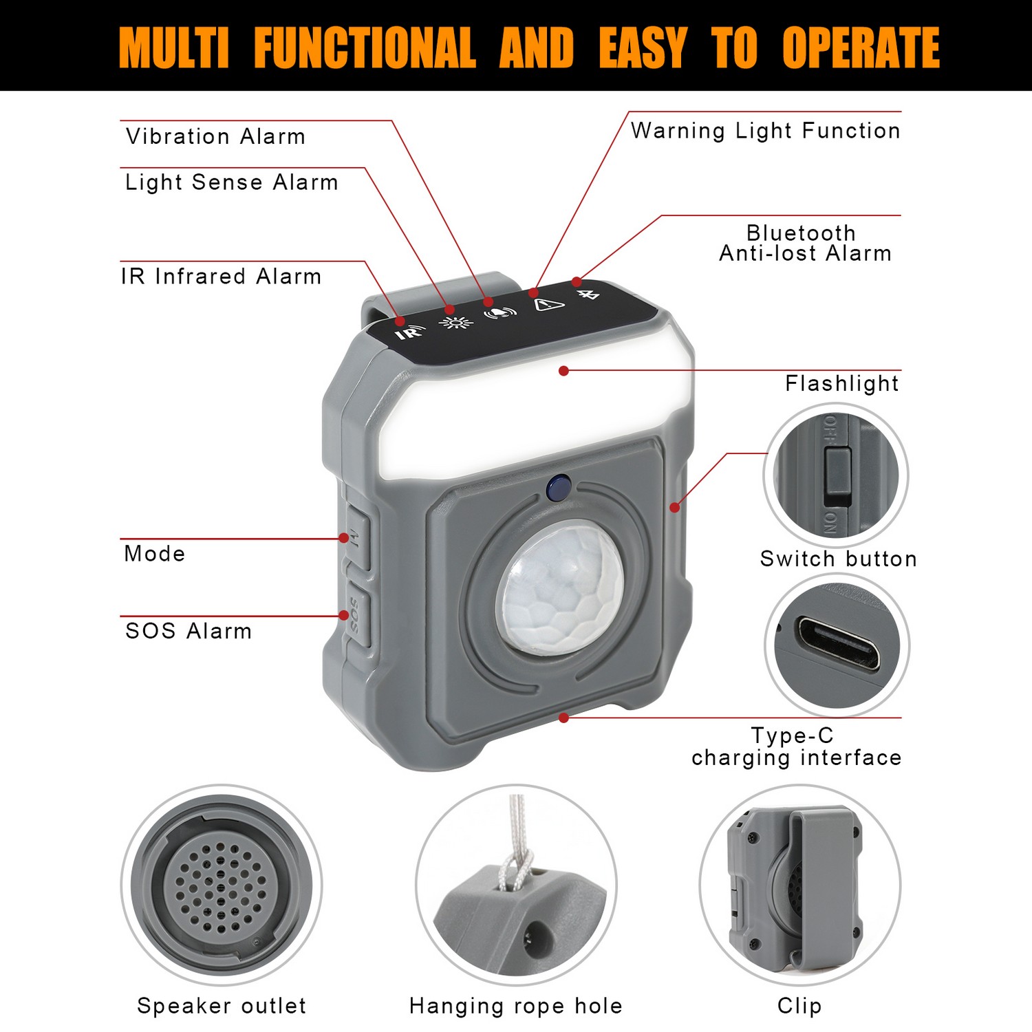 Alarma de seguridad inteligente mini sensor personal multifuncional