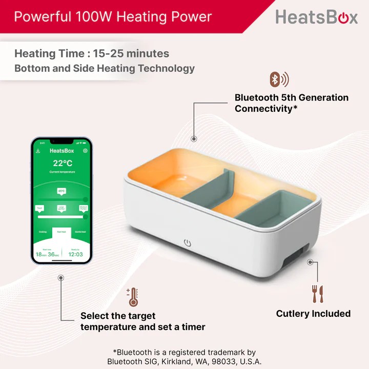 Fiambrera eléctrica inteligente con calefacción para alimentos