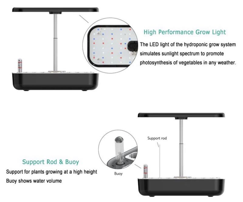 Huerto doméstico inteligente: cultivo con iluminación artificial.