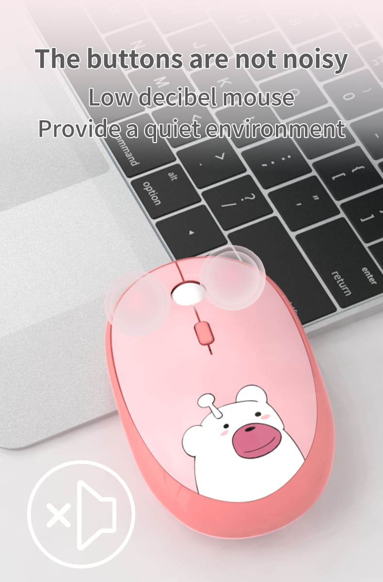 Ratón rosa wifi inalámbrico óptico osito de peluche